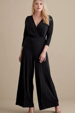 Soft Surroundings 3/4 Sleeve Penelope Jumpsuit Black