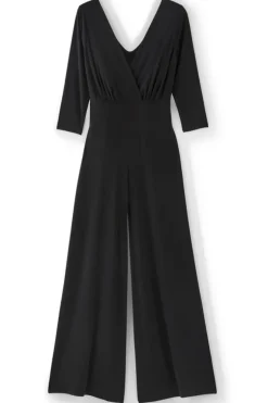Soft Surroundings 3/4 Sleeve Penelope Jumpsuit Black