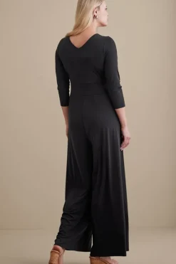 Soft Surroundings 3/4 Sleeve Penelope Jumpsuit Black