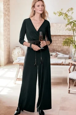 Soft Surroundings 3/4 Sleeve Penelope Jumpsuit Black