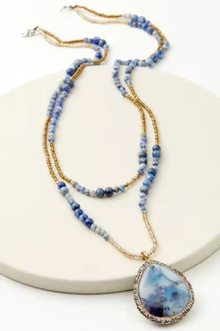 Soft Surroundings Afina Drop Necklace BlueLapis