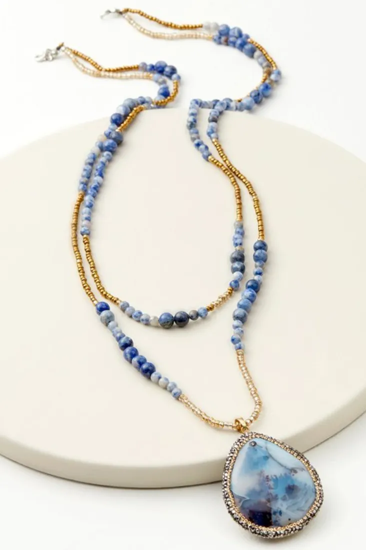Soft Surroundings Afina Drop Necklace BlueLapis