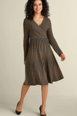 Soft Surroundings Aida Surplice Dress Hazelnut