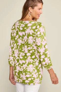 Soft Surroundings Ainsley Linen Blend Tunic InkBloomsGreen
