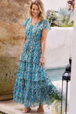 Soft Surroundings Aleyah Maxi Dress PaisleyIkatOvercast