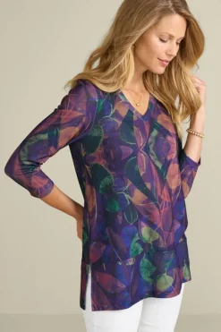 Hot Soft Surroundings Alila 3/4 Sleeve Tunic WarmIrisMulti