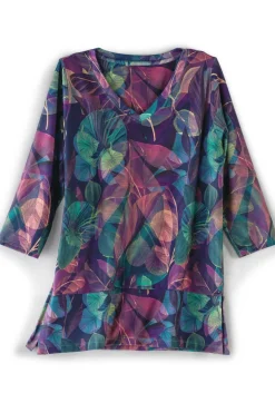 Hot Soft Surroundings Alila 3/4 Sleeve Tunic WarmIrisMulti