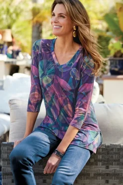 Hot Soft Surroundings Alila 3/4 Sleeve Tunic WarmIrisMulti
