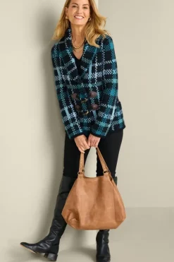 Best Soft Surroundings Alpine Plaid Sweater Coat NaturallyFallPlaid