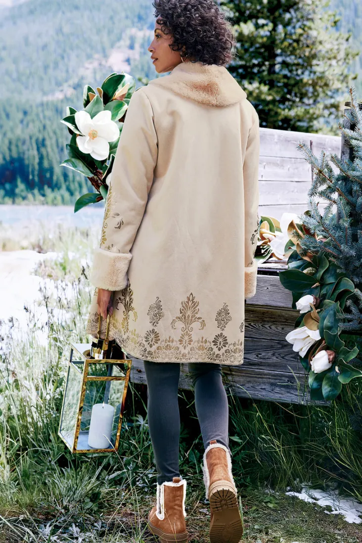 Sale Soft Surroundings Anastasia Faux Shearling Coat Cream