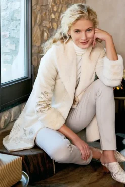 Sale Soft Surroundings Anastasia Faux Shearling Coat Cream