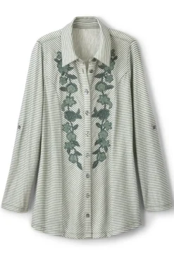 Sale Soft Surroundings Anisa Tunic GreenMilieuStripe