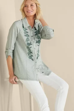Sale Soft Surroundings Anisa Tunic GreenMilieuStripe