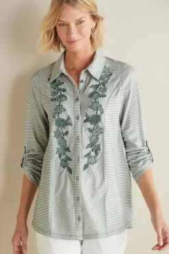 Sale Soft Surroundings Anisa Tunic GreenMilieuStripe