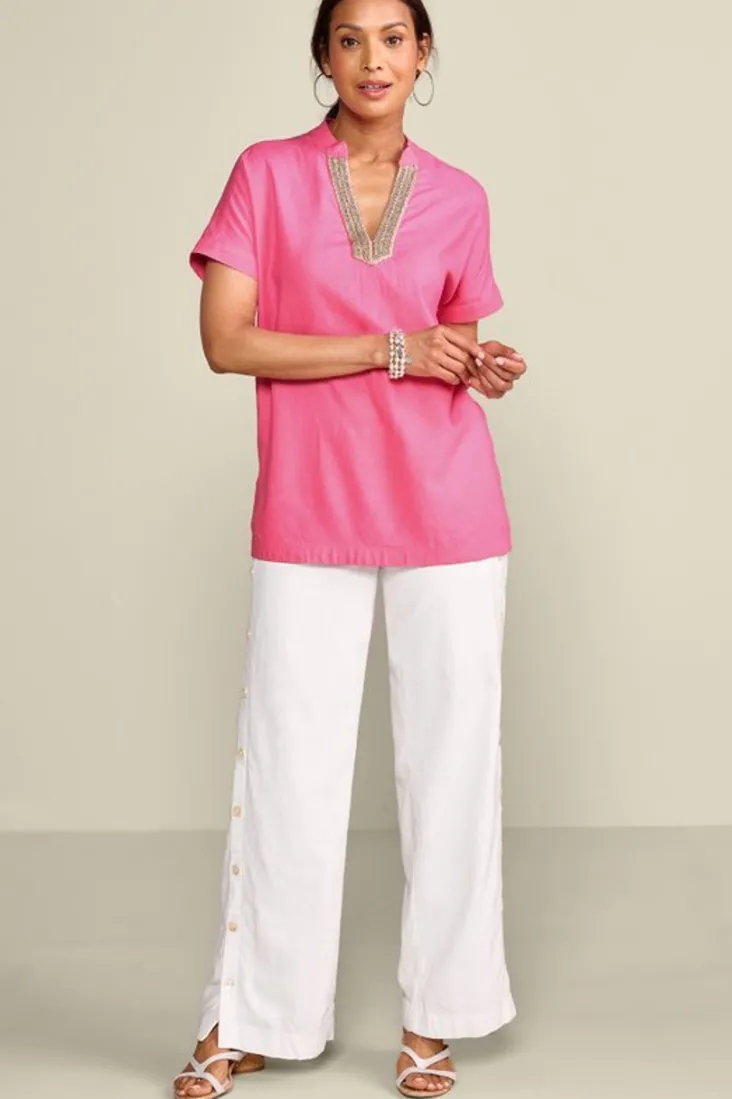 Discount Soft Surroundings Annalise Linen Blend Tunic AzaleaPink