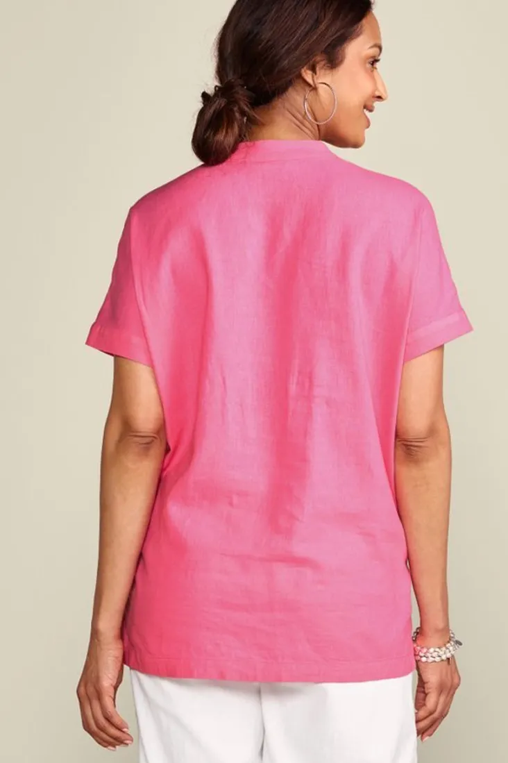 Discount Soft Surroundings Annalise Linen Blend Tunic AzaleaPink