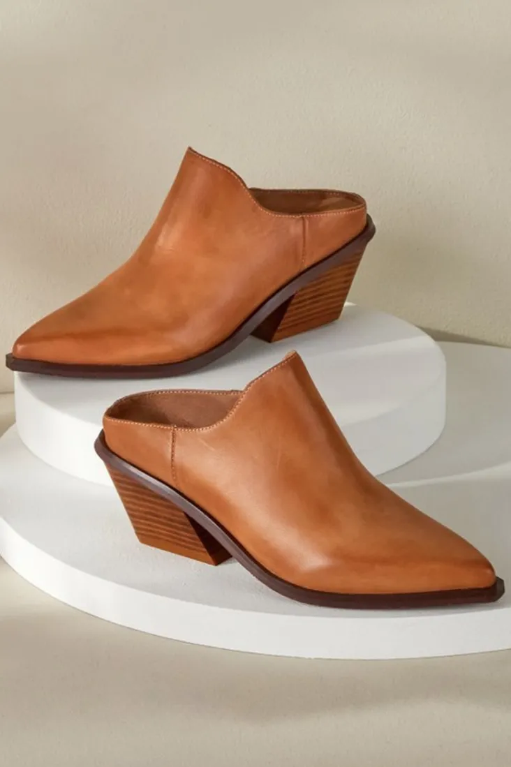 Best Soft Surroundings Antelope Caleb Leather Mules Taupe