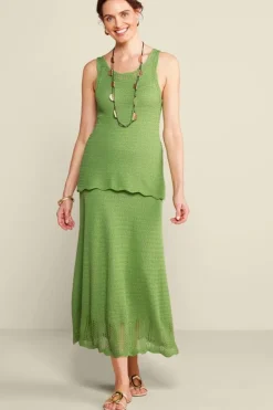New Soft Surroundings April Crochet Sweater Skirt PiquantGreen