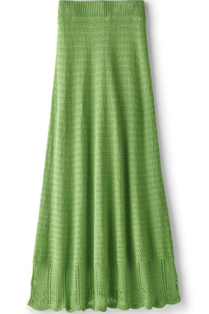 New Soft Surroundings April Crochet Sweater Skirt PiquantGreen