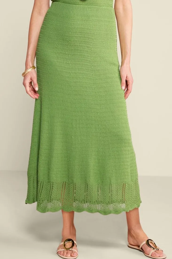 New Soft Surroundings April Crochet Sweater Skirt PiquantGreen
