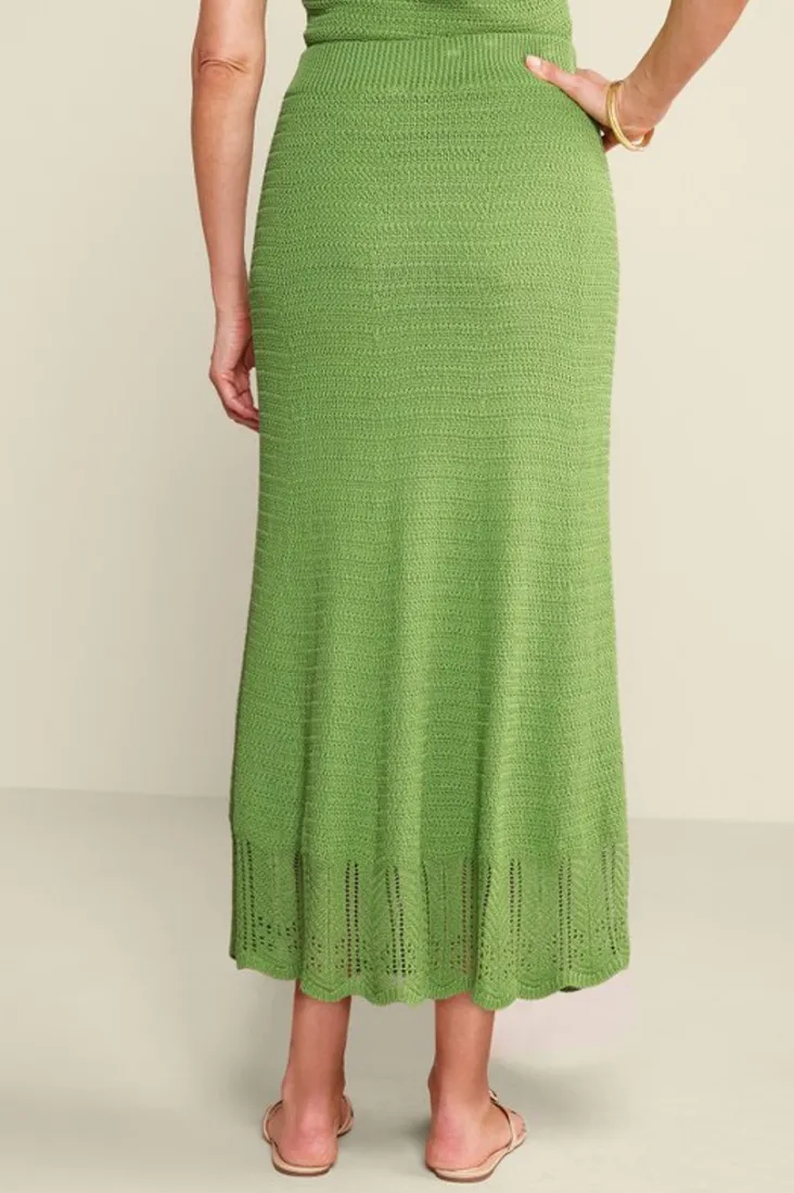 New Soft Surroundings April Crochet Sweater Skirt PiquantGreen