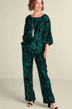 New Soft Surroundings Aria Velvet Wide Leg Pants