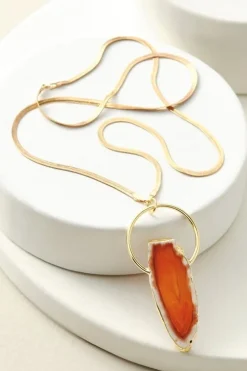 Hot Soft Surroundings Arista Halo Pendant Necklace ScarletOrange