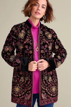 Hot Soft Surroundings Astrid Velvet Jacket Black
