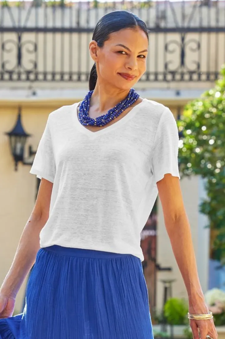 Soft Surroundings Aubrey Linen Slub Tee