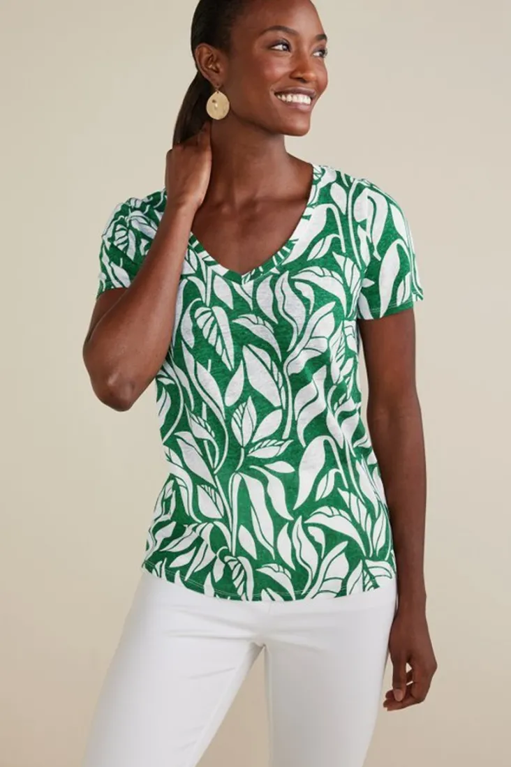 Soft Surroundings Aubrey Linen Slub Tee
