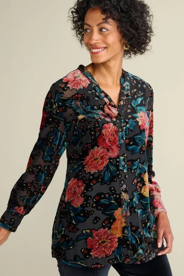 Soft Surroundings Autumn Velvet Tunic BlackMulti