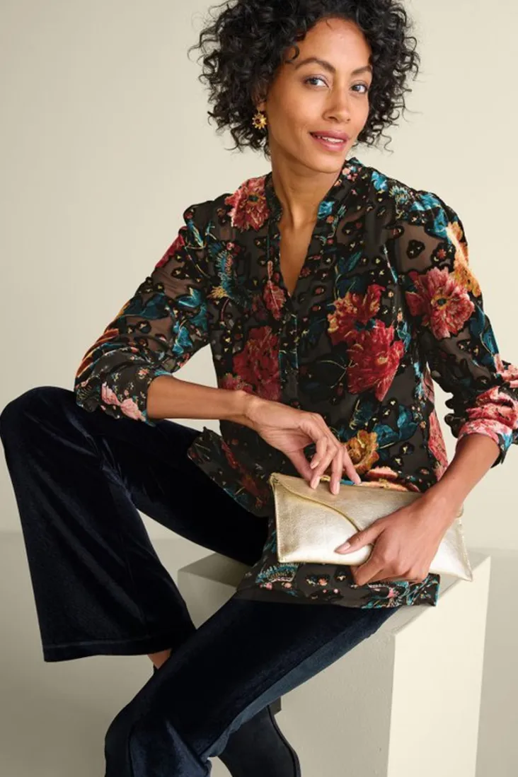 Soft Surroundings Autumn Velvet Tunic BlackMulti