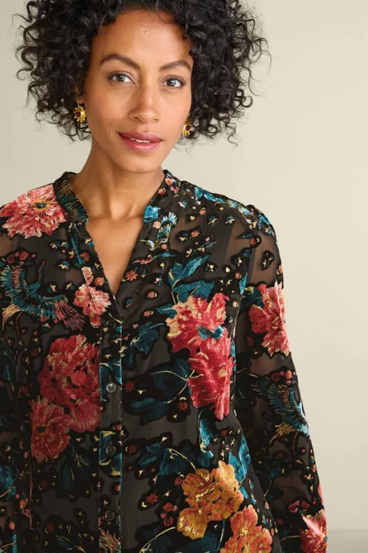 Soft Surroundings Autumn Velvet Tunic BlackMulti