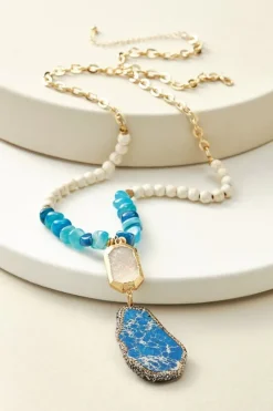 Hot Soft Surroundings Aviana Reversible Pendant Necklace BlueLapis