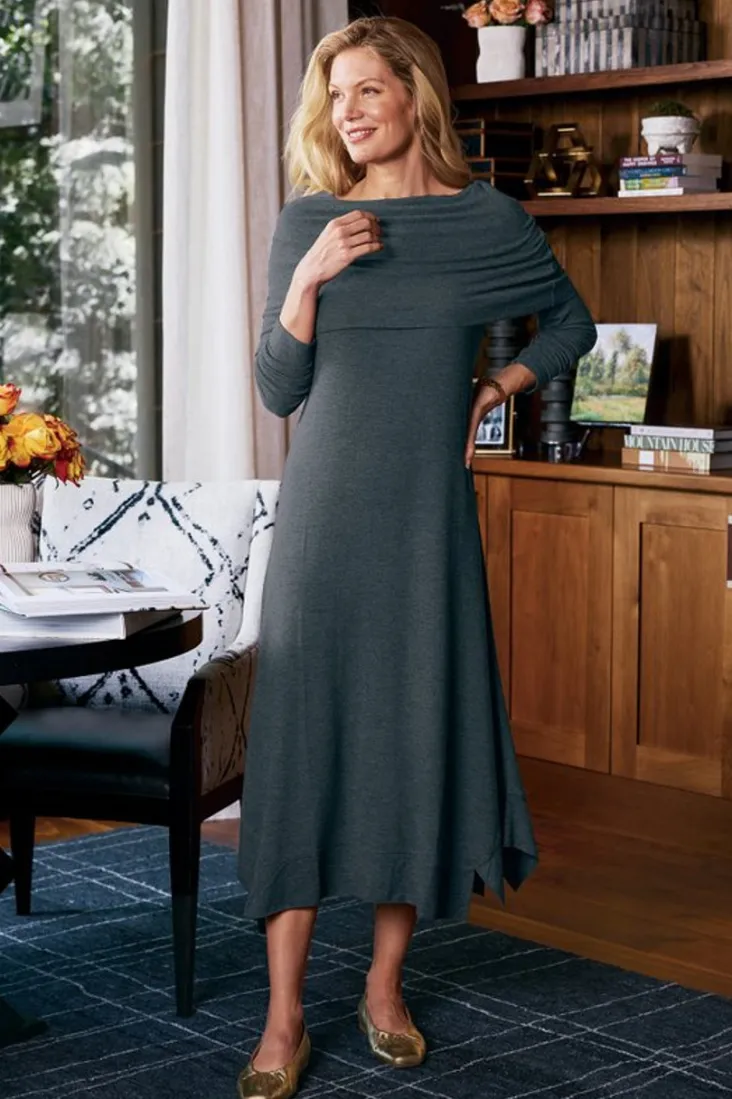 Hot Soft Surroundings B'call Knit Midi Dress CharcoalHeather
