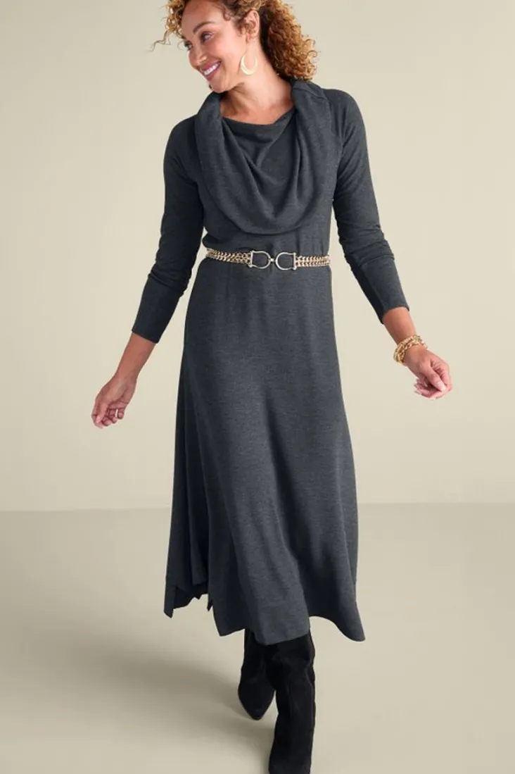 Hot Soft Surroundings B'call Knit Midi Dress CharcoalHeather