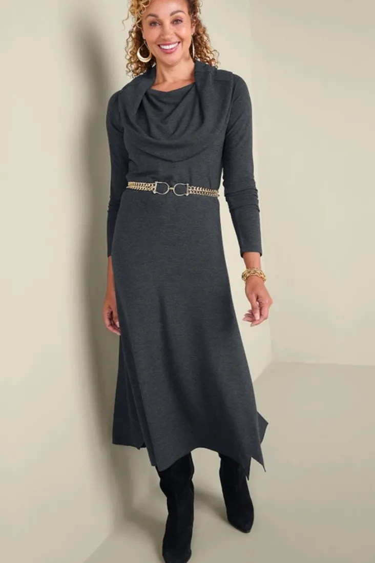 Hot Soft Surroundings B'call Knit Midi Dress CharcoalHeather