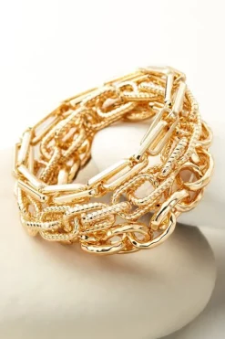 New Soft Surroundings Bella Links Bracelet Set Gold