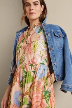 Outlet Soft Surroundings Bellicia Embroidered Midi Dress MultiFloral