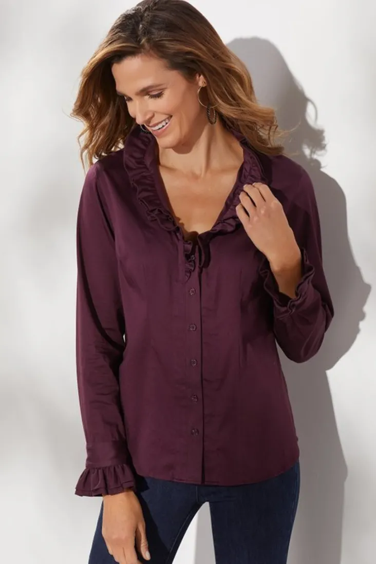 Hot Soft Surroundings Boleyn Shirt White