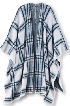 New Soft Surroundings Braunwyn Plaid Wrap BlueWindowpanePlaid