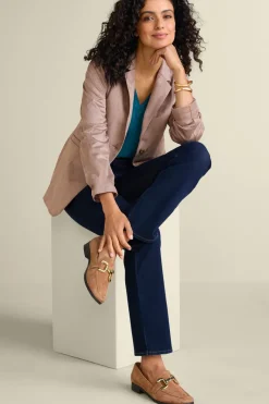 New Soft Surroundings Breck Faux Suede Blazer Stone