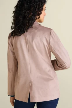 New Soft Surroundings Breck Faux Suede Blazer Stone