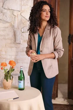 New Soft Surroundings Breck Faux Suede Blazer Stone