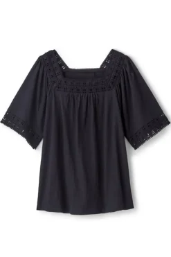 Clearance Soft Surroundings Brianna Crochet Knit Tee Black