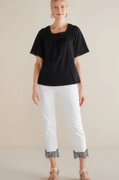 Clearance Soft Surroundings Brianna Crochet Knit Tee Black