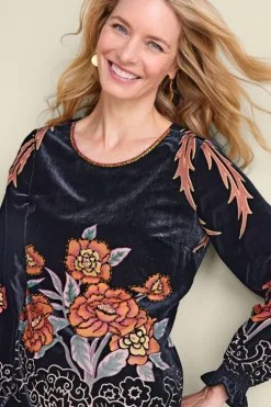 Online Soft Surroundings Brielle Velvet Top BlackMulti