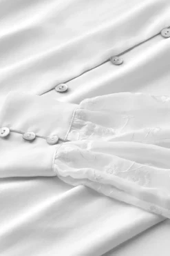Best Soft Surroundings Calathea Embroidered Sleeve Shirt White