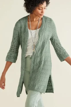 Best Soft Surroundings Calistoga Pointelle Cardigan GreenMilieu