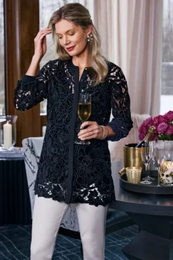 Best Soft Surroundings Candace Velvet Lace Tunic Black
